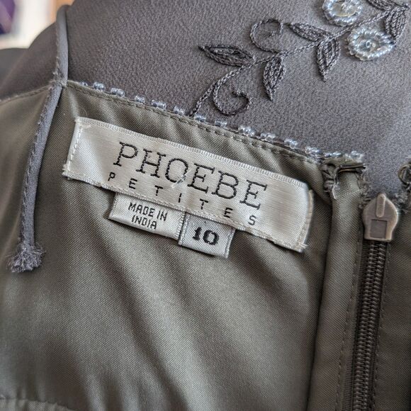 Vintage Y2K Phoebe Maxi Dress Gray Beaded Fairycore Regency Prom Size 10P - Picture 7 of 14